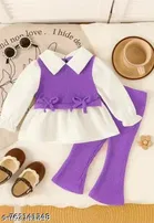 Cotton Blend Clothing Set for Girls, Voilet 