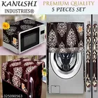 KANUSHI Industries®Fridge/Refrigerator Cove+1 Pc Microwave Cover+1 Front Load Washing Machine Cover+2 Pc Handle Cover