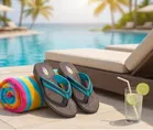 Slippers for Women, Black & Sky Blue 