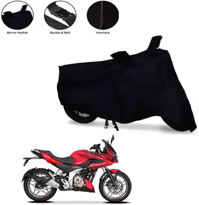 Waterproof & UV Protection Polyester Full Body Cover for Bajaj Pulsar 250 BS6 Bike (Black)
