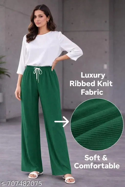 Palazzo Pants for Women (Green, M)
