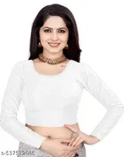 Lycra Ready Made Blouse for Women, Maroon & White, Pack of 2 
