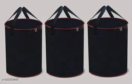 PVC Laundry Basket, Maroon , (Pack Of 3)
