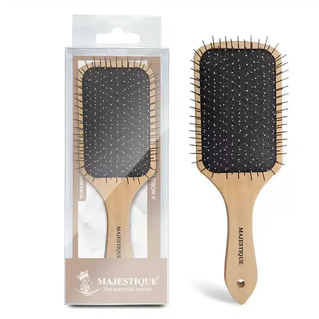 Majestique Premium Wooden Metal Pin Brush for Women, Men & Kids (Pack of 1, Multicolor) (BB-26)