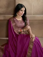 Vichitra Solid Saree for Women 