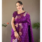Litchi Silk Woven Design Saree for Women, Purple 