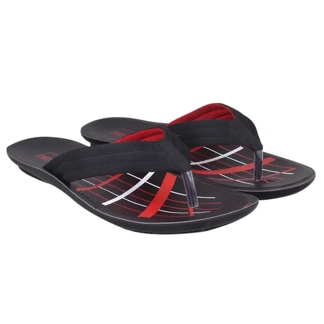 Slippers for Men (Black & Red, 6)