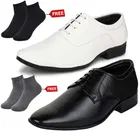 2 Pcs Formal Shoes with 2 Pcs Ankle Length Socks for Men 