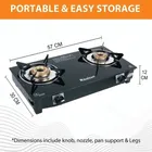 Khaitan 2 Burner BP Nano MS Black Glass Manual Gas Stove  