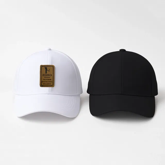 Solid Caps for Men, Pack of 2 (Black & White, Free Size)