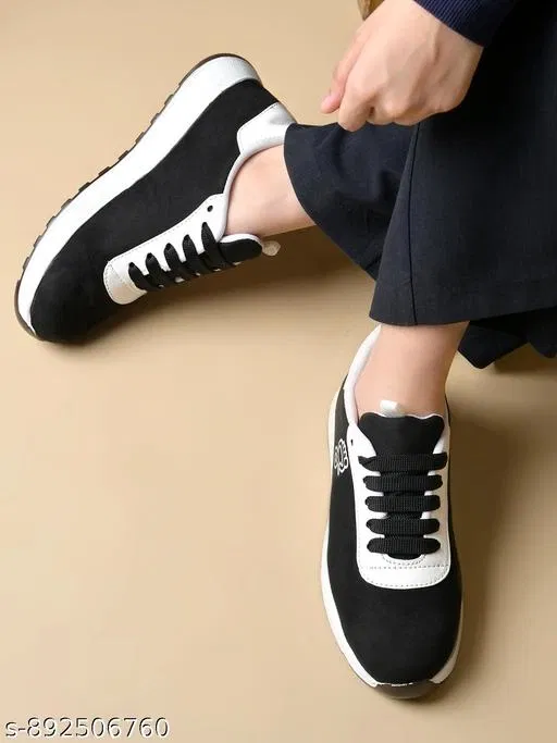 Shoetopia Black Suede Sneakers Size IND-3
