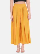 Lycra Solid Palazzo for Women (Yellow, 30)