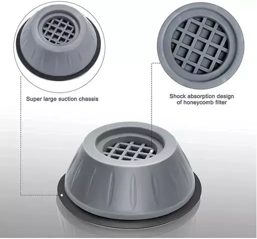 Rubber Anti Vibration Washing Machine Pads (Grey, Pack of 4)