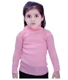 Woolen Full Sleeves Thermal T-Shirt for Kids (Pink, 0-6 Months)
