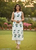Teal Floral Printed Kurti for Women 