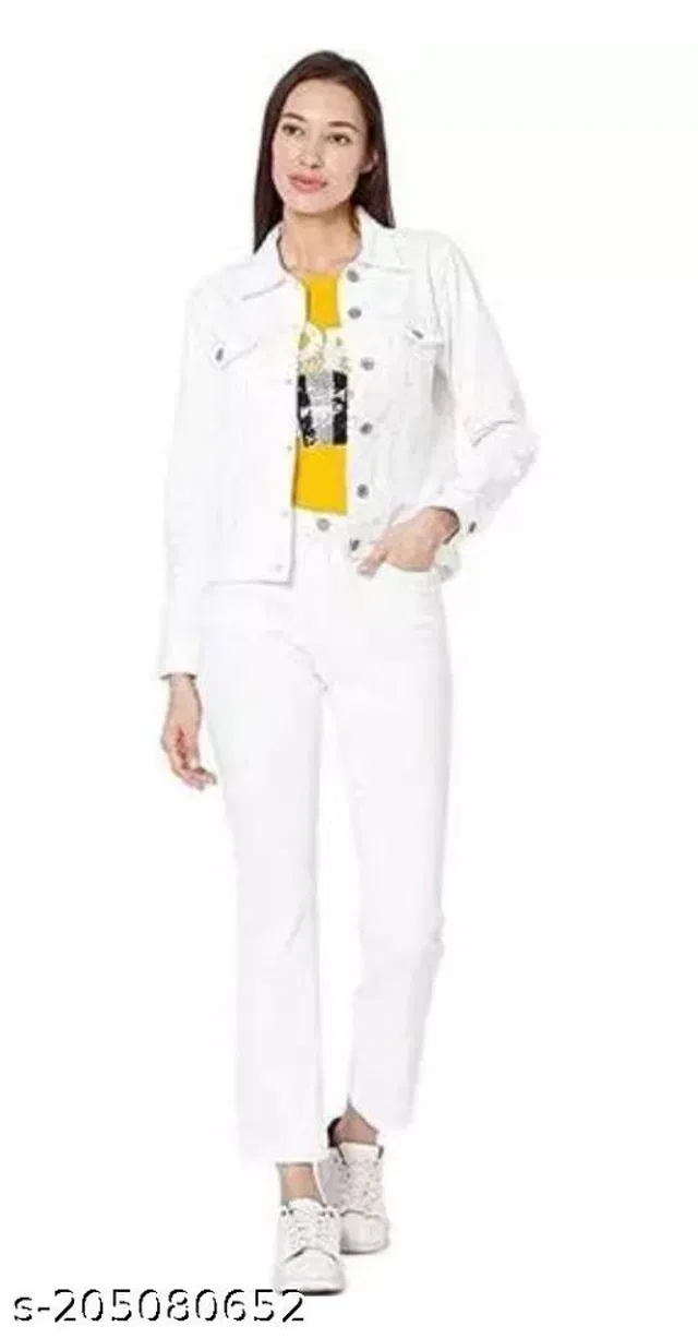 Cotton Solid Jacket for Women (White, XL)
