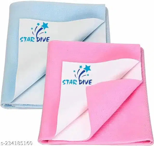 Cotton Mattress Protection Sheet (Sky Blue & Baby Pink, 40x28 inches) (Pack of 2)