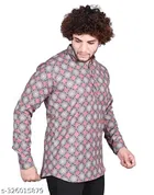 Cotton Blend Printed Short Kurta for Men, Multicolor 
