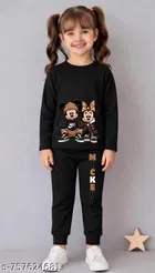 Cotton Blend Clothing Set for Girls, Black 