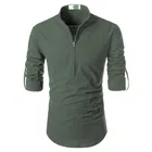 Trendy Cotton Full Sleeves Short Kurta For Men 