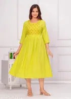 Rayon Kurti for Women, Lemon Yellow 