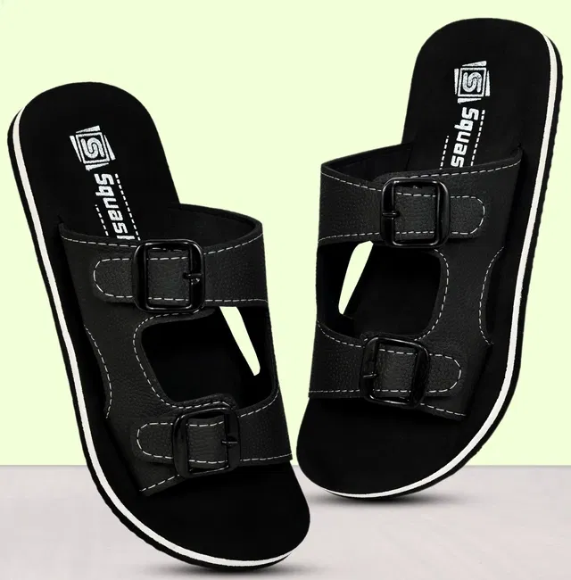 Flip Flops for Men (Black, 10)