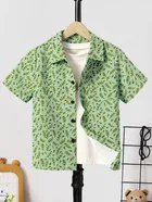 Cotton Printed Shirt For Boys, Green 