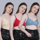 Cotton Non-Padded Bra for Women, Multicolour, Pack of 3 
