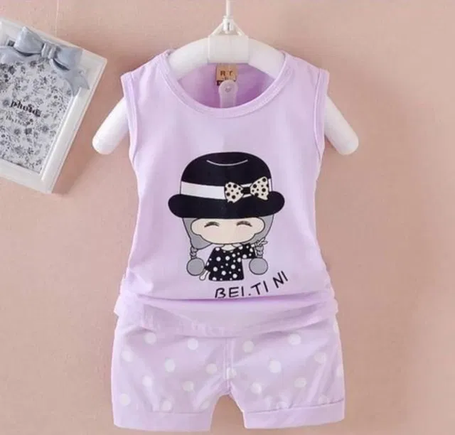 Hosiery Clothing Set for Girls (Lavender, 0-6 Months)