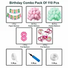 Hello Kitty Theme 8th Happy Birthday Decoration Items For Girls , Multicolor, Pack of 110