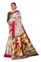Mysore Silk Printed Saree for Women (Red, 6.3 m)