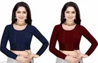Lycra Ready Made Blouse for Women, Maroon & Blue, Pack of 2 
