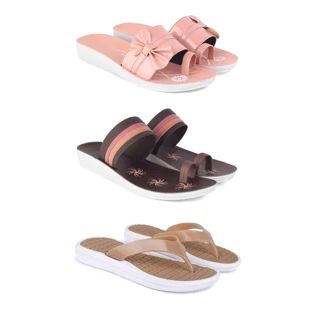 Flats for Women (Multicolor, 7) (Set of 3)