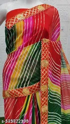 Georgette Saree for Women, Oreange 