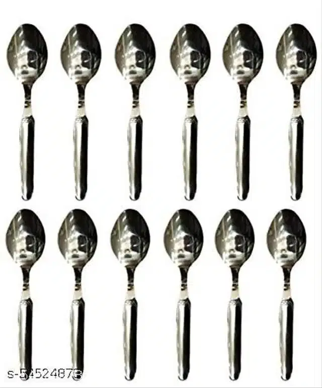 Stainless Steel Spoon Set (Silver, Pack of 12)