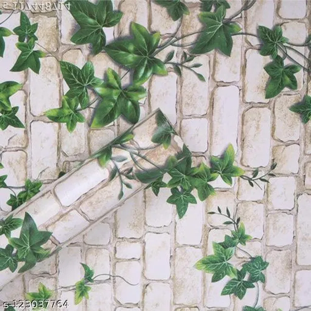 Bliss PVC Wallpaper for Home (Green & White, 45x250 cm)
