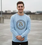 Fleece Printed Hoodie For Men, Sky Blue 