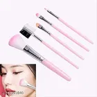 Women's & Girl's Soft Bristle 5 Pcs Pink Makeup Brushes Set with 2 Sponge Puff  