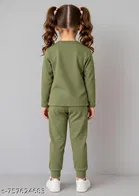 Cotton Blend Clothing Set for Girls, Olive 