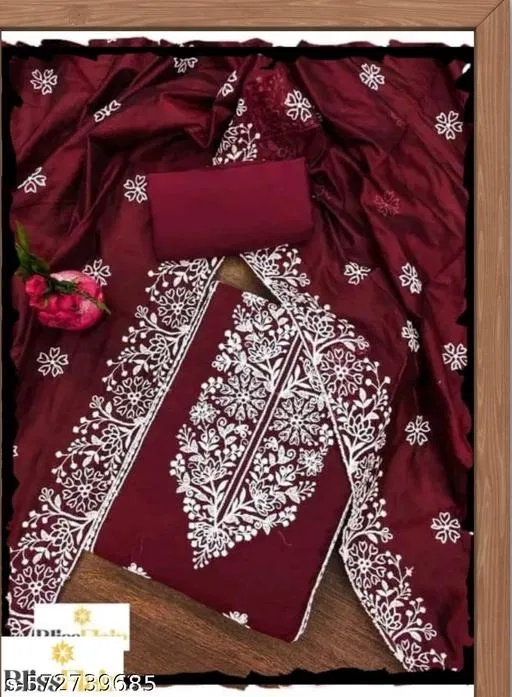 Cotton Punjabi/All Over Suits Semi-Stitched Suits for Women (Red, Un Stitched)