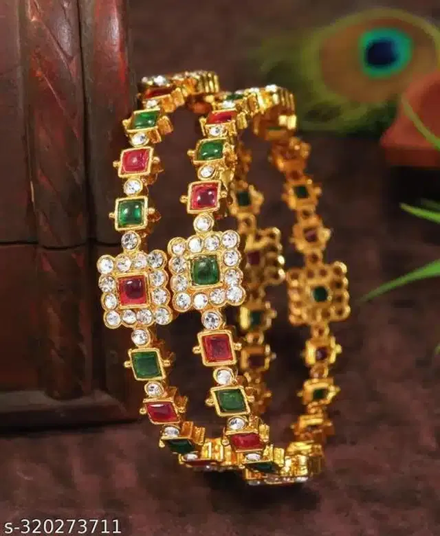 Trendy Bangles for Women (Gold, 2.1)