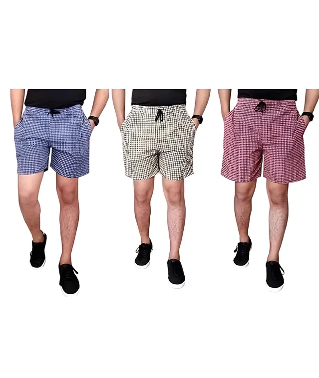 Cotton Shorts for Mens (Multicolor, 32) (Pack of 3)