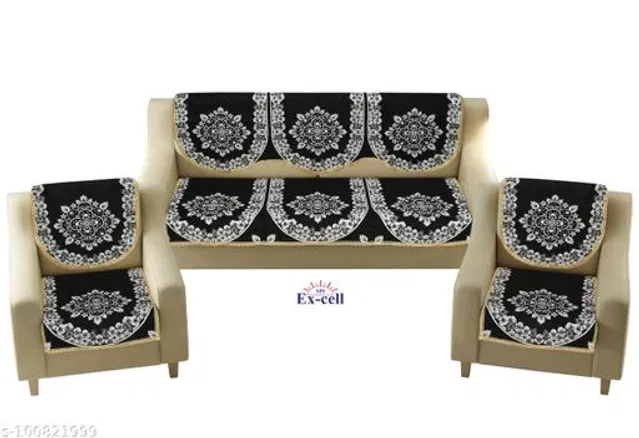 Polycotton 5 Seater Sofa Covers (Black, Set of 1)