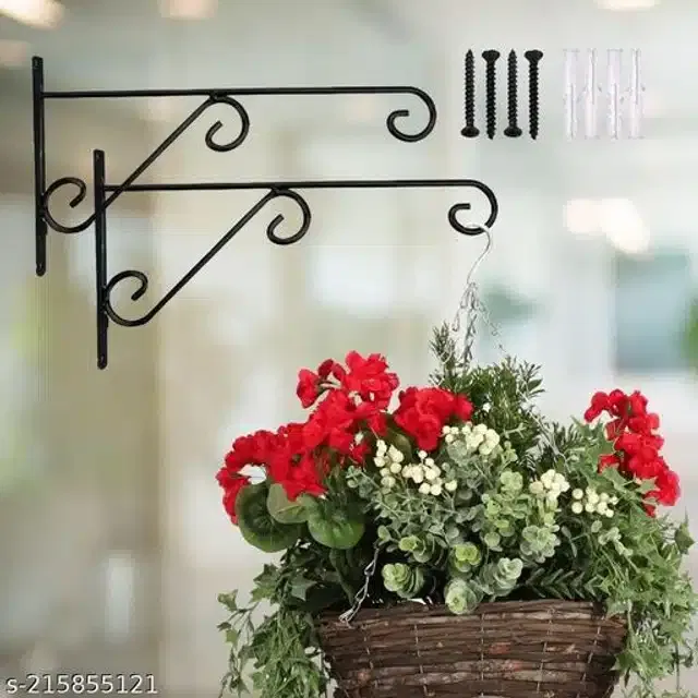 Plant Bracket Hanger For Pots (Black, Pack of 4)