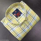 Cotton Blend Checked Shirt for Men, Yellow 