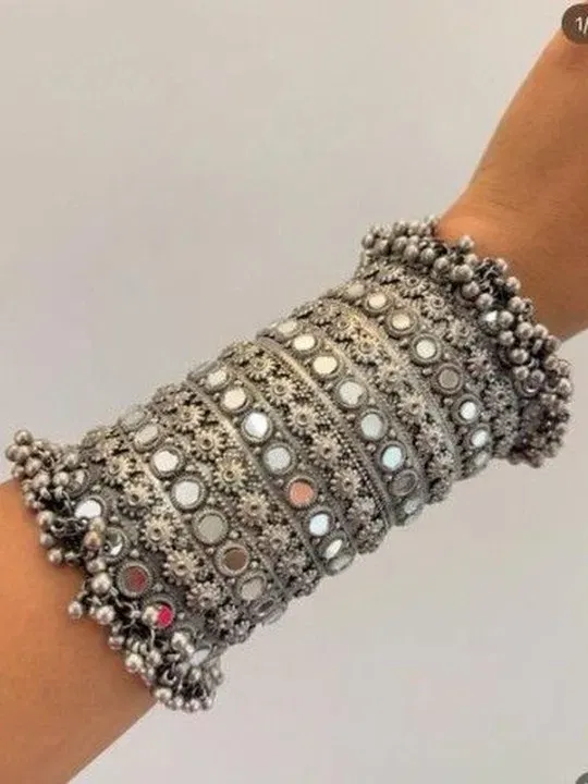 Mirror Bangle Long Size Oxidised Bangle