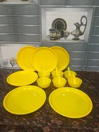 Plastic Dinner Set (Yellow, Set of 18)