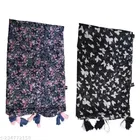 Chiffon Scarves for Women, Black, Pack of 2