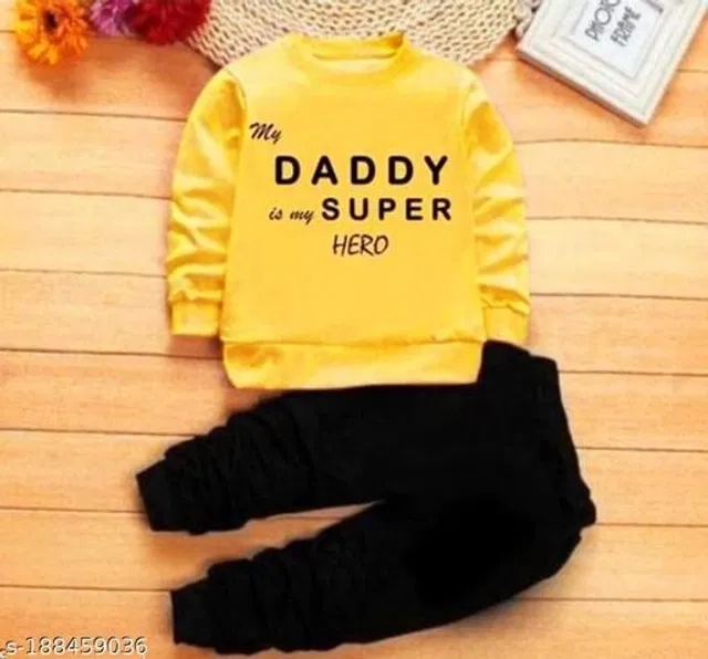 Hoisery Printed Clothing Set for Boys (Yellow, 4-5 Years)