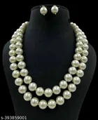 2 Layer Pearl Necklace Set for Women, White